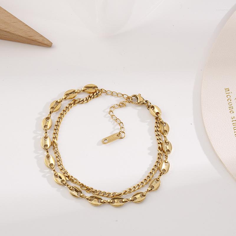 Link Bracelets Trendy Double Layer Elegant Gold Color Stainless Steel Bracelet For Women Retro Punk Style Female Hand Chain Jewelry
Link Bracelets Trendy Double Layer Elegant Gold Color Stainless Steel Bracelet For Women Retro Punk Style Female Hand Chain Jewelry