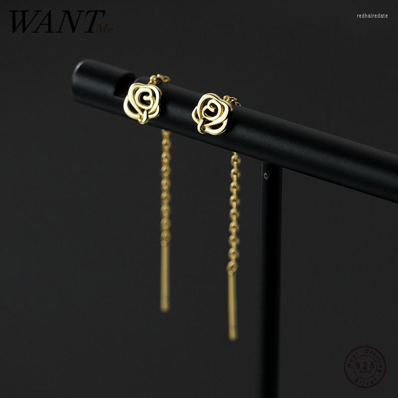 Dangle Earrings WANTME 925 Sterling Silver Romantic Plated 18k Gold Rose Flower Ear Thread Sweet Girl Party Drop For Women Jewelry Gift
Dangle Earrings WANTME 925 Sterling Silver Romantic Plated 18k Gold Rose Flower Ear Thread Sweet Girl Party Drop For Women Jewelry Gift