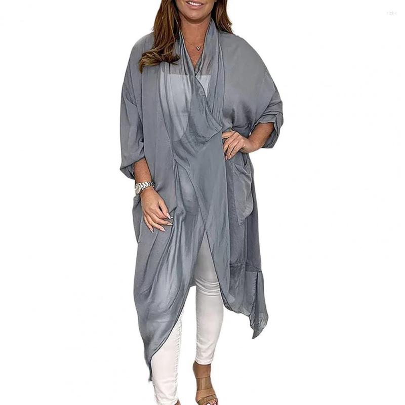 Women's Blouses Loose V-neck Solid Color Top Women Summer Fashion Silk Cardigan Tshirts Long Sleeve X-long Cover Up, Khaki
Women's Blouses Loose V-neck Solid Color Top Women Summer Fashion Silk Cardigan Tshirts Long Sleeve X-long Cover Up, Khaki