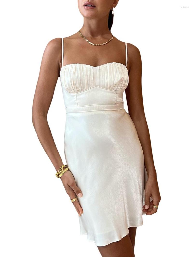Casual Dresses Elegant Spaghetti Straps Dress For Women Y2k Sleeveless Pleated Solid Color Mini Summer Club Partywear, White
Casual Dresses Elegant Spaghetti Straps Dress For Women Y2k Sleeveless Pleated Solid Color Mini Summer Club Partywear, White