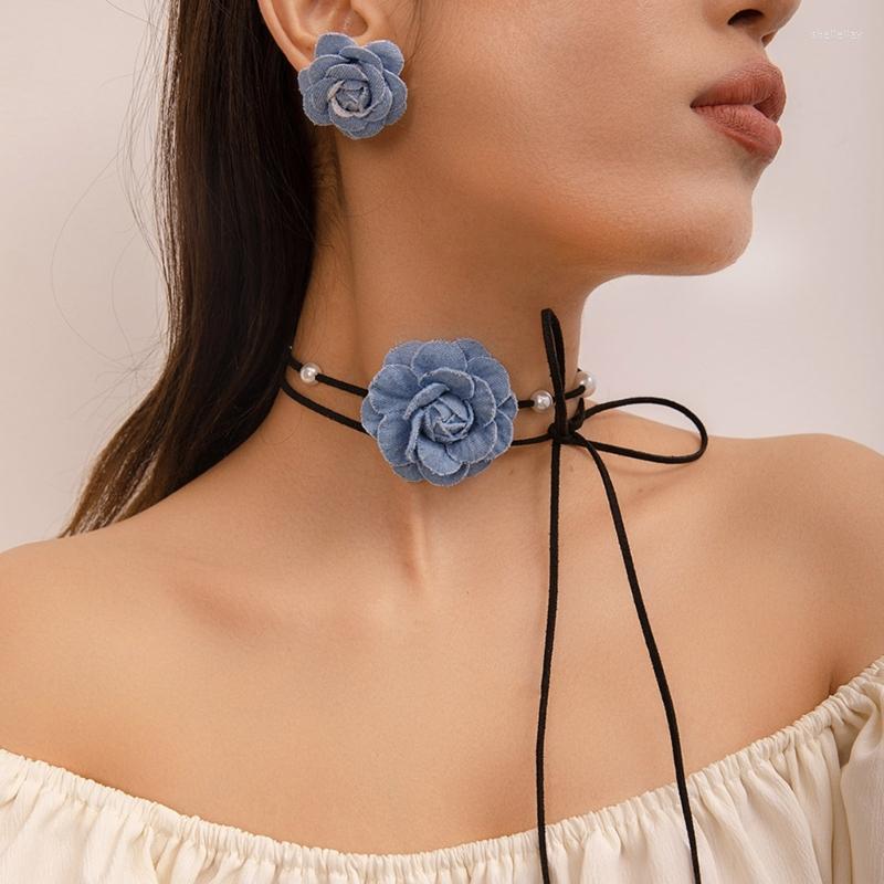 Necklace Earrings Set Vintage Bohemia Flower Choker For Women Elegant Lace-up Rope Chain Jewelry Accessories, Picture shown
Necklace Earrings Set Vintage Bohemia Flower Choker For Women Elegant Lace-up Rope Chain Jewelry Accessories, Picture shown