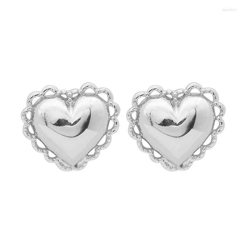 Stud Earrings S925 Sterling Silver Personality Heart-shaped Temperament Female Jewelry