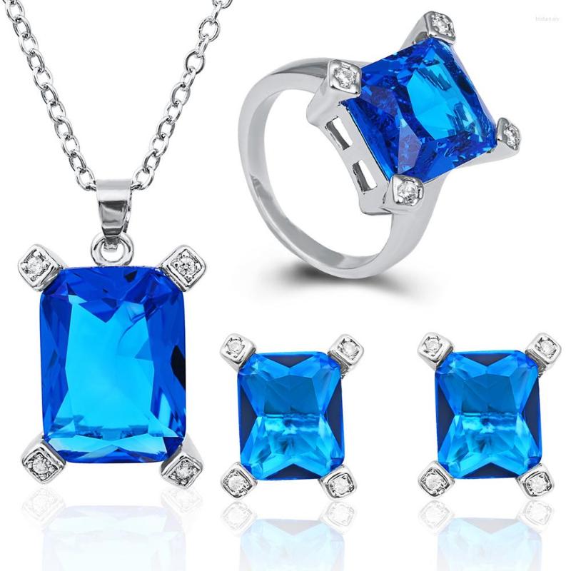 Necklace Earrings Set Classic Crystal Square Shape Neckalce Ring Statement Jewelries For Women, Picture shown
Necklace Earrings Set Classic Crystal Square Shape Neckalce Ring Statement Jewelries For Women, Picture shown