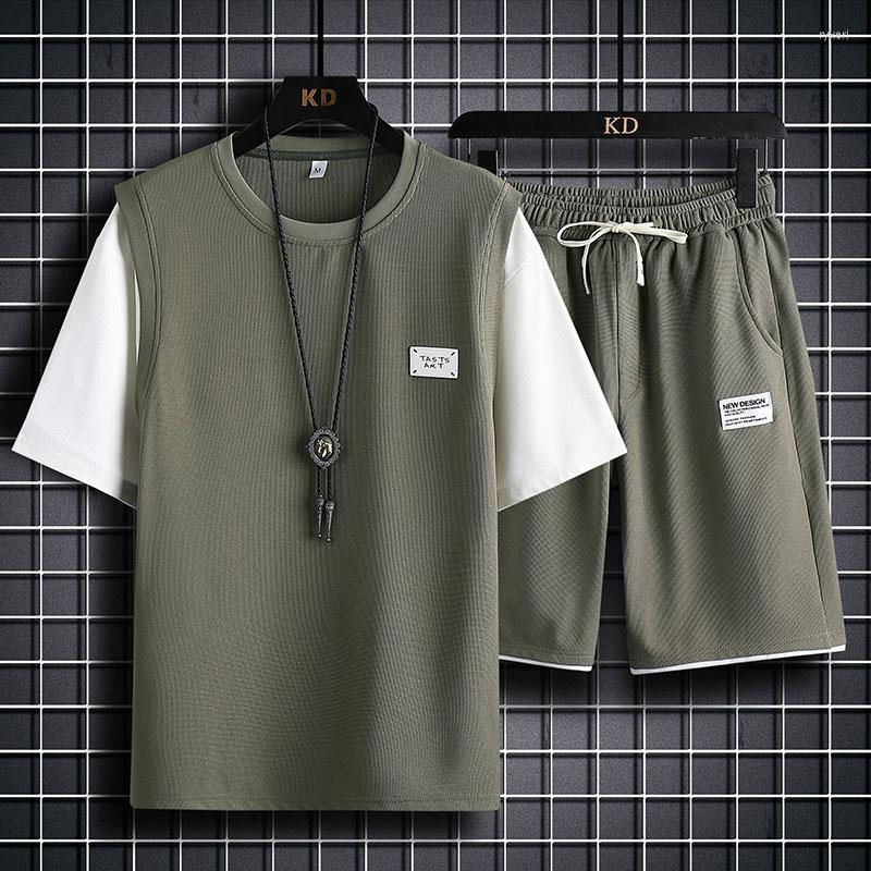 Men' Tracksuits 2023 Mens Summer 2PC Set Waffle Fabric Fake Two Pieces Tshirt And Shorts Casual Sports Suit Breathable Fashion Male Outfit, Yys23612 white
Men' Tracksuits 2023 Mens Summer 2PC Set Waffle Fabric Fake Two Pieces Tshirt And Shorts Casual Sports Suit Breathable Fashion Male Outfit, Yys23612 white