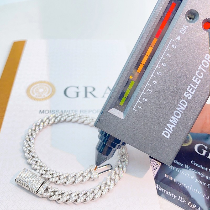 6mm 18-24inch 925 Sterling Silver VVS Moissanite Cuban Chain Necklace 7/8inch Bracelet For Women/Men Nice Gift