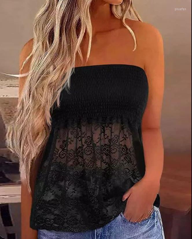 Women' Tanks Women' Tank Top 2023 Summer Sexy Solid Parallel Crepe Strapless Crochet Lace Fashion Stitching See-Through Tops Y2K
Women' Tanks Women' Tank Top 2023 Summer Sexy Solid Parallel Crepe Strapless Crochet Lace Fashion Stitching See-Through Tops Y2K