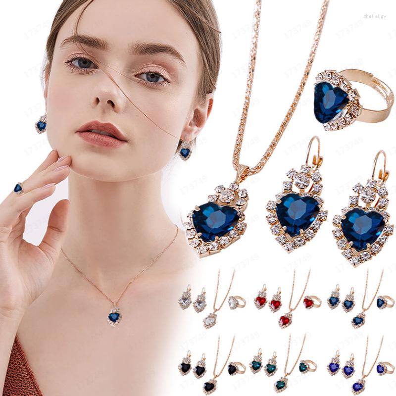 Necklace Earrings Set Luxurious Heart Glass With Crystal Ring Three Piece For Women Wedding Party Jewellery, Picture shown
Necklace Earrings Set Luxurious Heart Glass With Crystal Ring Three Piece For Women Wedding Party Jewellery, Picture shown