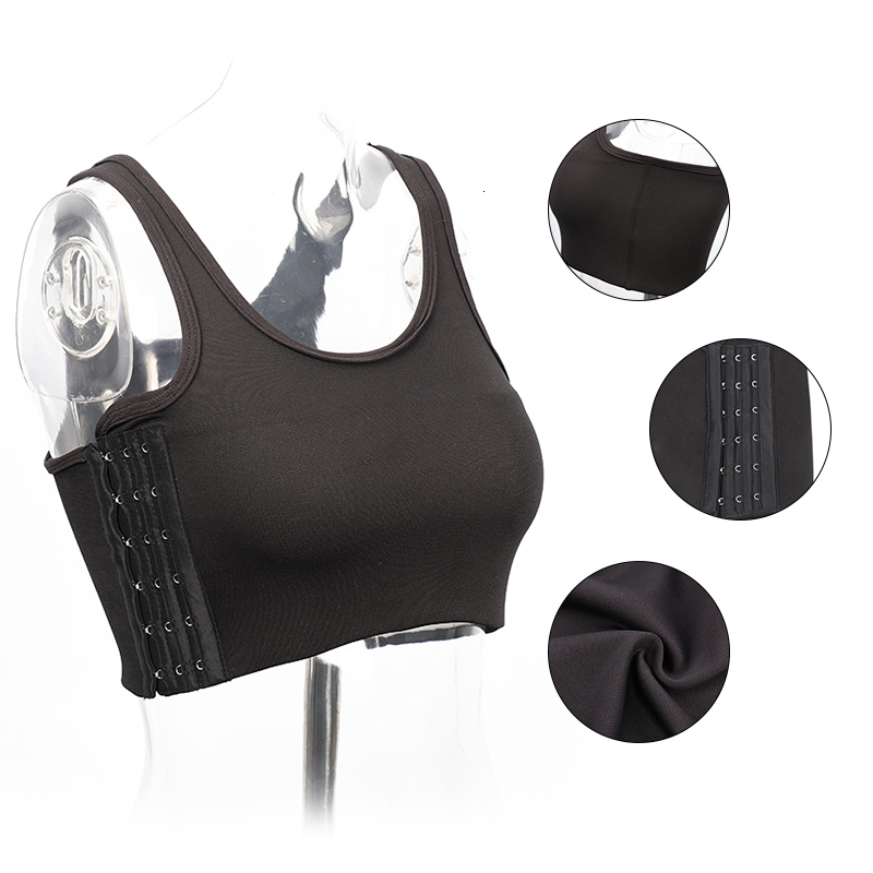 Women's Shapers S-5XL Flat Breast Binder Les Tomboy Lesbian Underwear Corset Women Side Buckle Short Vest Tank Top Shaper Bustier Chest Binder 23