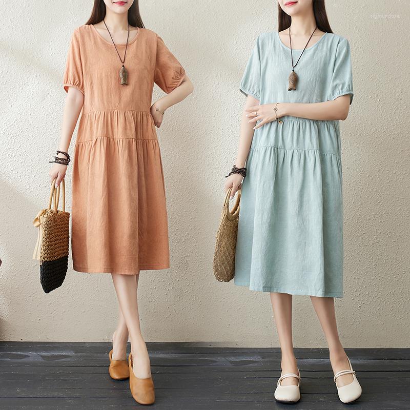 Party Dresses Cotton Linen Jacquard Short-sleeved Cake Dress 2023 Summer Women's Round Neck Loose Fashion Temperament Casual, Orange
Party Dresses Cotton Linen Jacquard Short-sleeved Cake Dress 2023 Summer Women's Round Neck Loose Fashion Temperament Casual, Orange