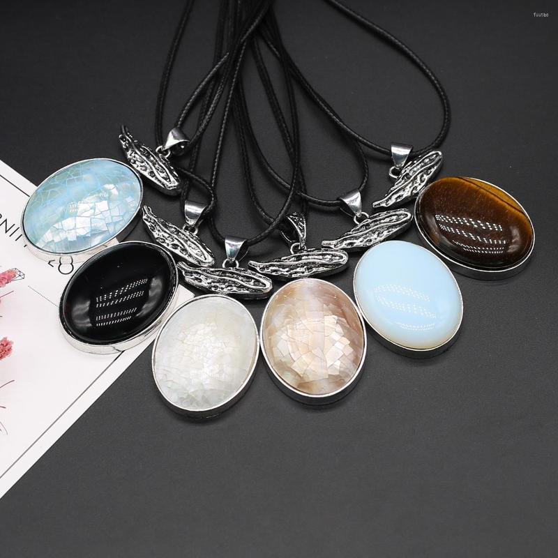 Pendant Necklaces Natural Stone Shell Egg Shaped Retro Metal Alloy Wrapped Necklace Rope Chain For Charm Women Jewelry Party Gift
Pendant Necklaces Natural Stone Shell Egg Shaped Retro Metal Alloy Wrapped Necklace Rope Chain For Charm Women Jewelry Party Gift