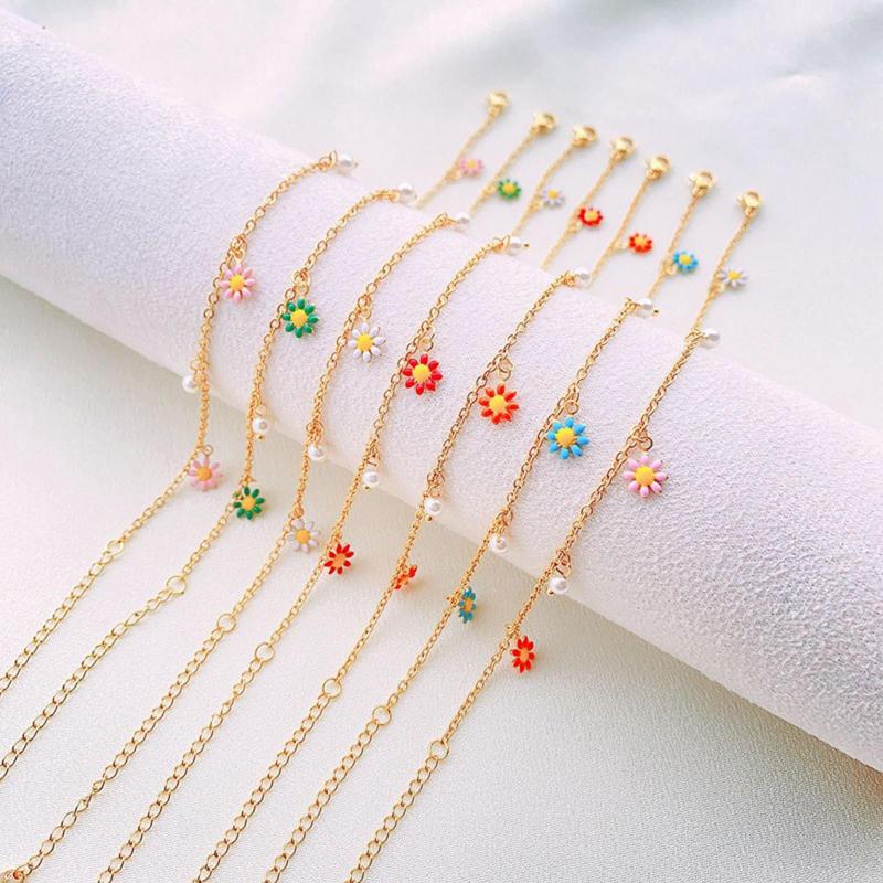 Anklets 304 Stainless Steel Link Cable Chain Anklet Gold Color Enamel Daisy Flower For Women Summer Beach Show 22cm(8 5/8") Long 1Piece
Anklets 304 Stainless Steel Link Cable Chain Anklet Gold Color Enamel Daisy Flower For Women Summer Beach Show 22cm(8 5/8") Long 1Piece