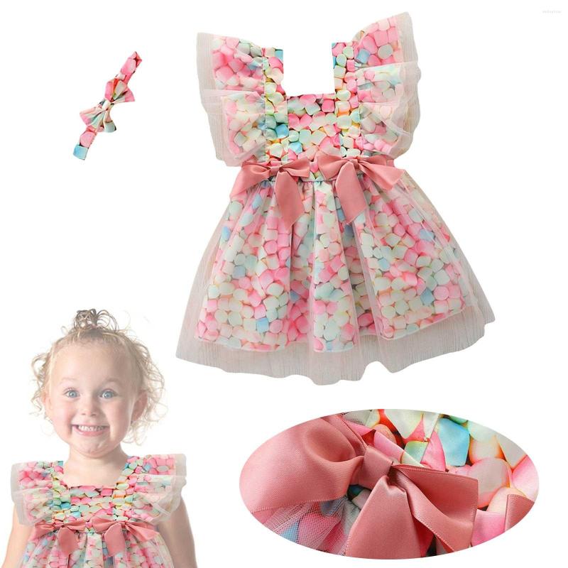 Girl Dresses Toddler Little Flying Sleeve Colorful Printed Bow Decorative Dress Headband Set For 1 To 6 Years, Pink
Girl Dresses Toddler Little Flying Sleeve Colorful Printed Bow Decorative Dress Headband Set For 1 To 6 Years, Pink