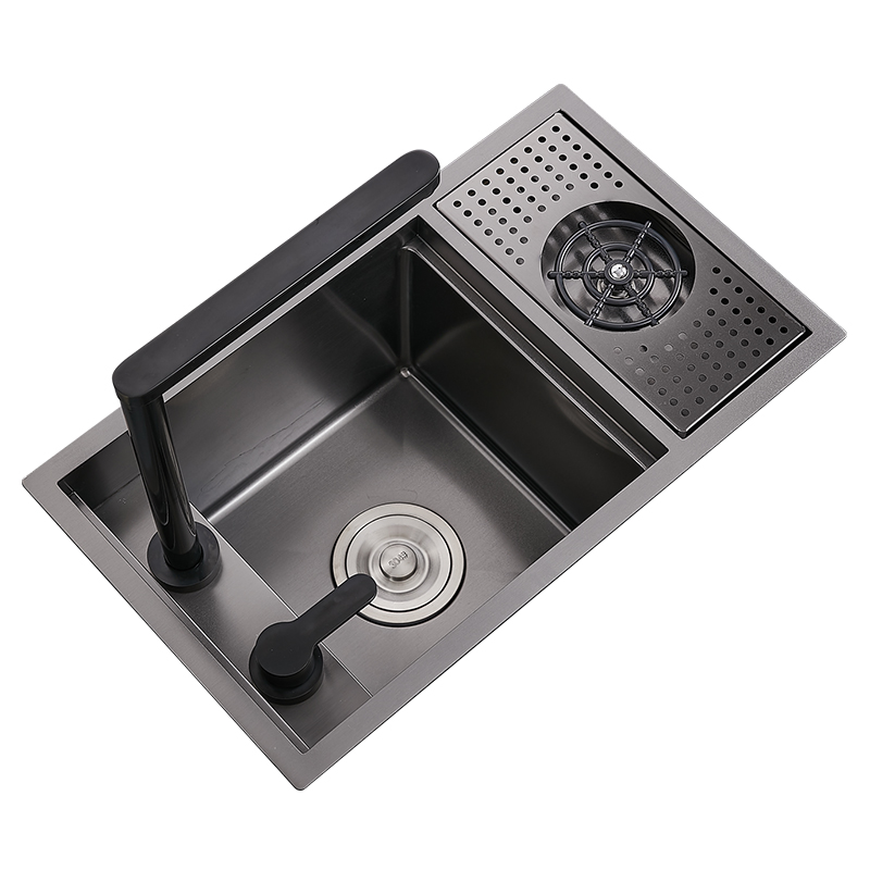 

Black Small Hidden Kitchen sink Single bowl Bar 304 Stainless Steel Balcony Concealed With cup washer