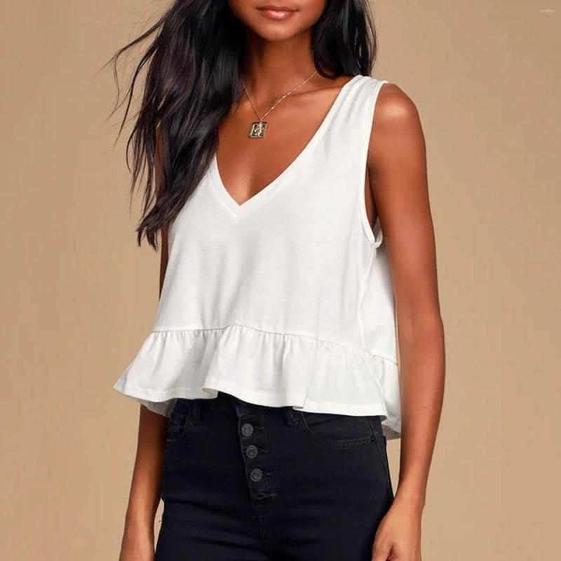 Women' Tanks Fashion Ruffles Tank Tops For Women Sleeveless V-Neck Summer Vest Solid Color Loose Ladies Crop Top Haut Femme, Green
Women' Tanks Fashion Ruffles Tank Tops For Women Sleeveless V-Neck Summer Vest Solid Color Loose Ladies Crop Top Haut Femme, Green