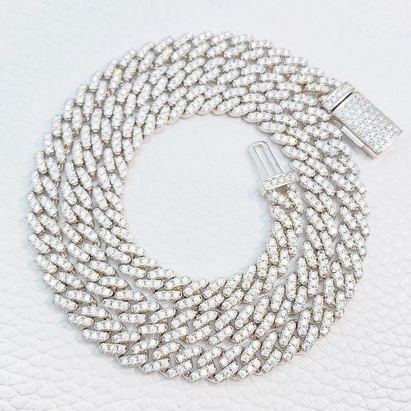 6mm 18-24inch 925 Sterling Silver VVS Moissanite Cuban Chain Necklace 7/8inch Bracelet For Women/Men Nice Gift