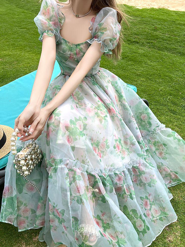 Dresses French Vintage Floral Midi Dress Women Organza Elegant Casual Party Fairy Dress Casual Holiday Princess Dress Women Spring 2023, As picture
Dresses French Vintage Floral Midi Dress Women Organza Elegant Casual Party Fairy Dress Casual Holiday Princess Dress Women Spring 2023, As picture