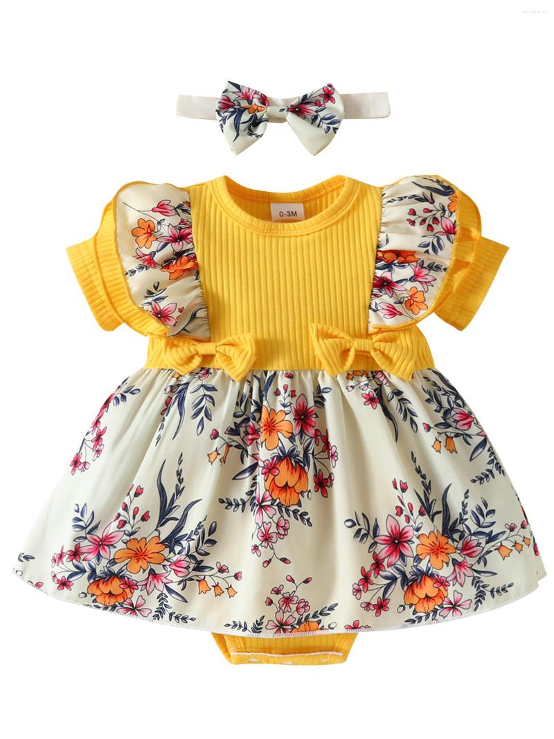 Girl Dresses Infant Baby Girls Romper Dress Knit Rib Floral Print Short Sleeve Skirt Hem Jumpsuits Summer Casual Bodysuits With Headband, Pink
Girl Dresses Infant Baby Girls Romper Dress Knit Rib Floral Print Short Sleeve Skirt Hem Jumpsuits Summer Casual Bodysuits With Headband, Pink