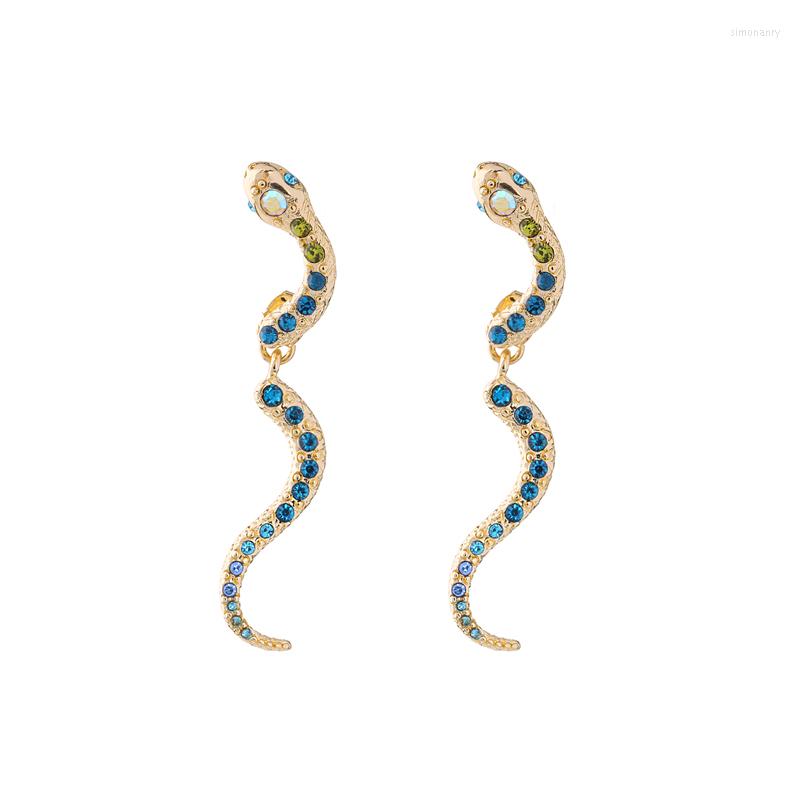 Dangle Earrings Blue Crystal Snake Chain Pendant 2023 Women Fashion Jewelry Pierced For Party