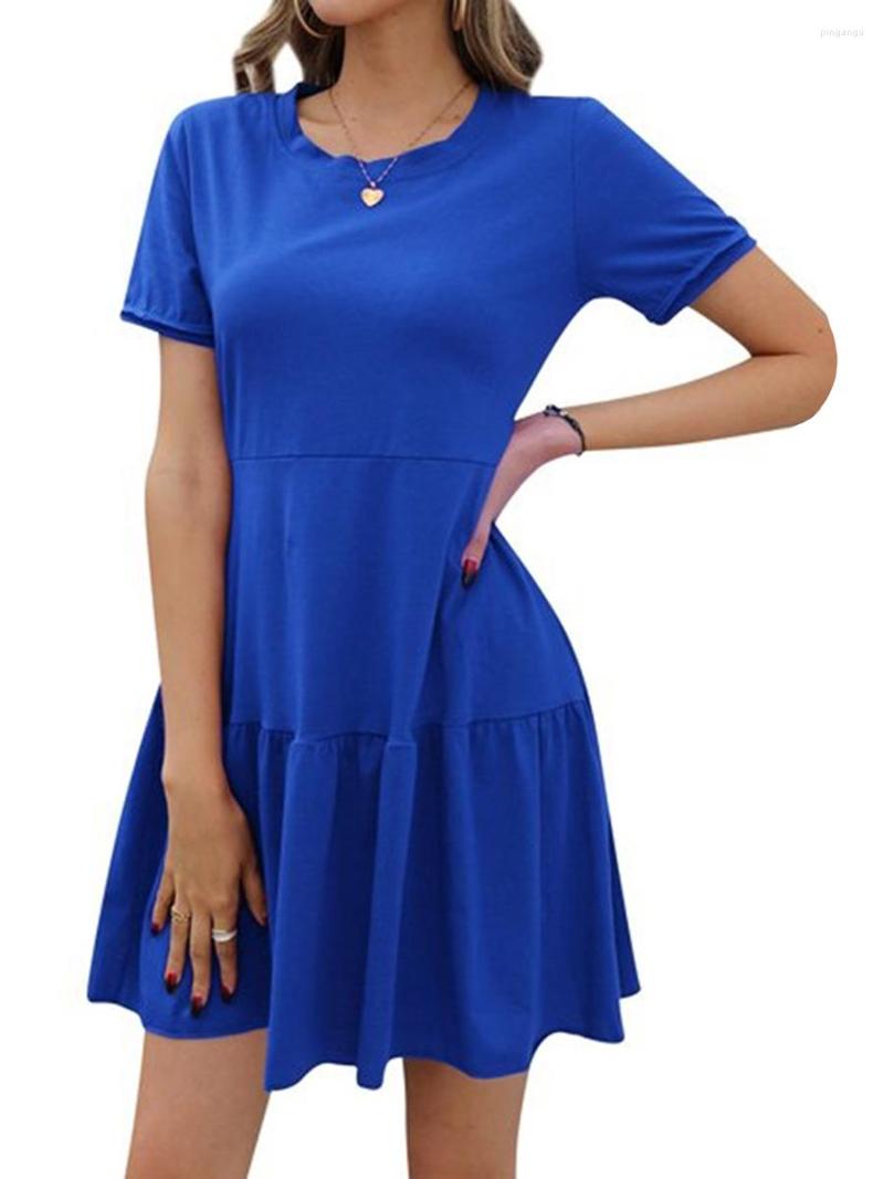Casual Dresses Women Acute Short T-shirt Solid Color Sleeve Beach Dress Summer Clothes, Blue
Casual Dresses Women Acute Short T-shirt Solid Color Sleeve Beach Dress Summer Clothes, Blue