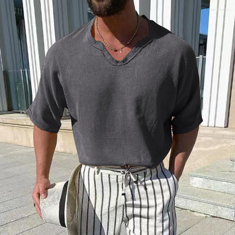 Men's T Shirts US Size Man Thin Loose Short Sleeve Tees Selling Summer 2023 Men's Solid Cotton Linen Blended V-Neck White Grey T-Shirts, Dark grey 
Men's T Shirts US Size Man Thin Loose Short Sleeve Tees Selling Summer 2023 Men's Solid Cotton Linen Blended V-Neck White Grey T-Shirts, Dark grey