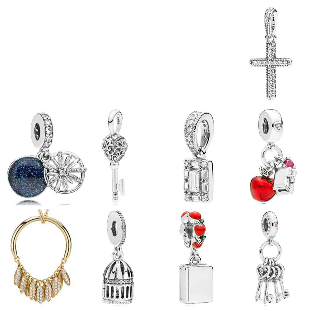 925 Sterling Silver Charm Spring Pendant and DIY Bracelet Necklace Jewelry Gift Carving Suitable for Female Jewelry Free Delivery