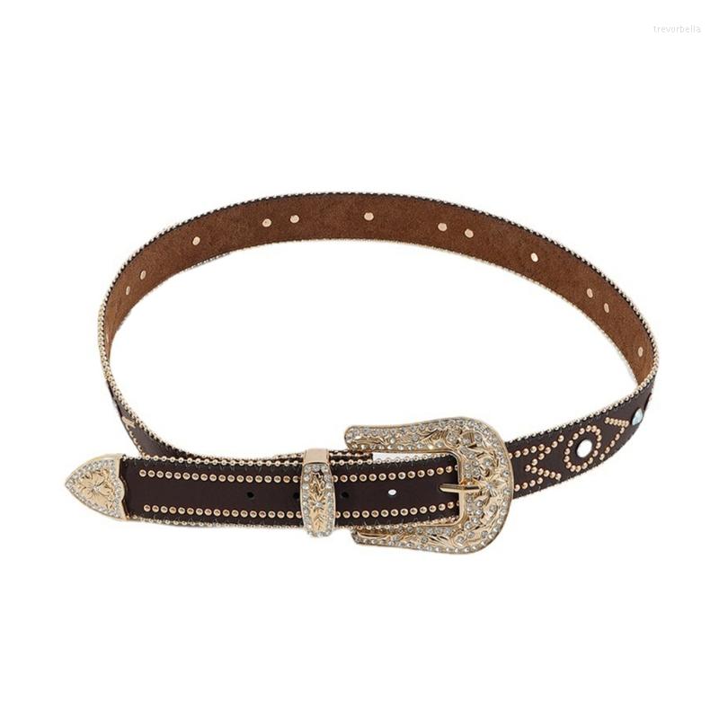Belts Nightclub Waist Belt Shinning For Woman Men Jeans Formal Dress, Coffee
