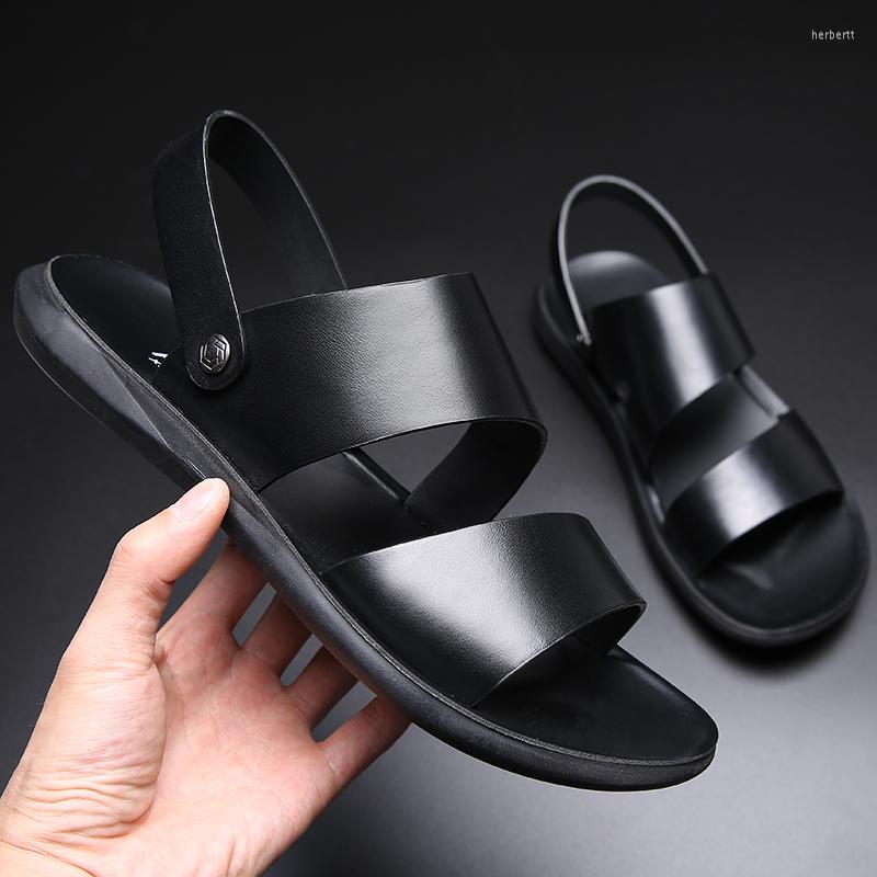 Sandals Men Shoes Cow Leather Soft Breathable Casual Flats Summer Beach Slippers Flip Flop Black
Sandals Men Shoes Cow Leather Soft Breathable Casual Flats Summer Beach Slippers Flip Flop Black