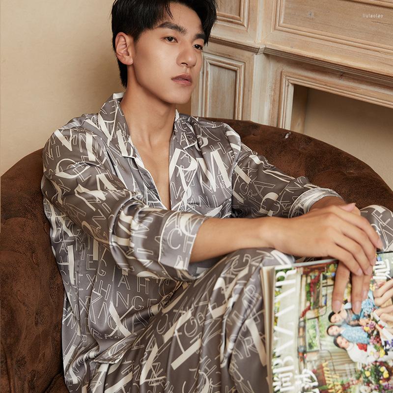 Men's Sleepwear Satin High Quality Men Pajamas Set Fashion Luxury Letter Print Male Silk Like Homewear Nightwear Home Suit For Man, Blue
Men's Sleepwear Satin High Quality Men Pajamas Set Fashion Luxury Letter Print Male Silk Like Homewear Nightwear Home Suit For Man, Blue