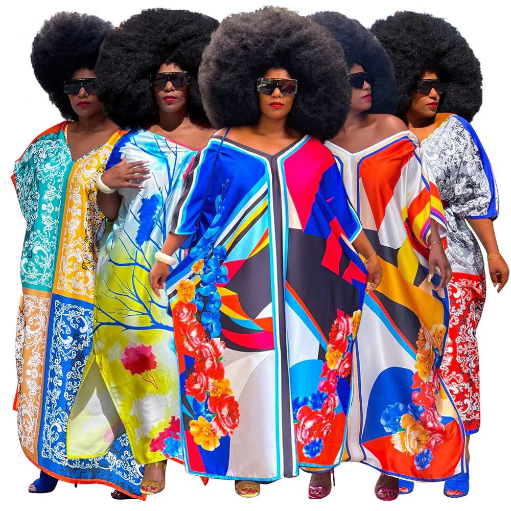 Dresses 2023 New Oversize Loose Women Dress V Neck Short Sleeves Side Split Multicolors Printing Casual Holidays Dresses, Blue
Dresses 2023 New Oversize Loose Women Dress V Neck Short Sleeves Side Split Multicolors Printing Casual Holidays Dresses, Blue