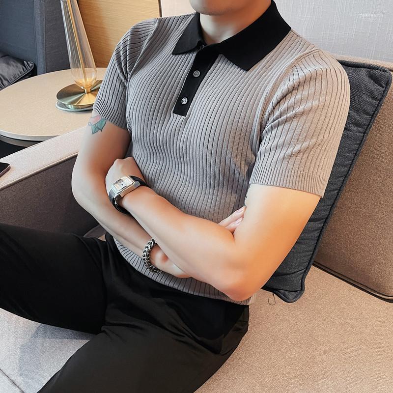 Men's Polos Contrasting Stripes Knit POLO T-shirt Men Summer Short Sleeve Slim Casual Tshirt Thin Business Social Lapel Tee Top Clothing, Black
Men's Polos Contrasting Stripes Knit POLO T-shirt Men Summer Short Sleeve Slim Casual Tshirt Thin Business Social Lapel Tee Top Clothing, Black