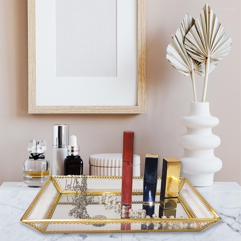 Jewelry Pouches Rectangle Gold Mirror Organizer Tray Glass Metal Makeup For Bathroom P9YF
Jewelry Pouches Rectangle Gold Mirror Organizer Tray Glass Metal Makeup For Bathroom P9YF