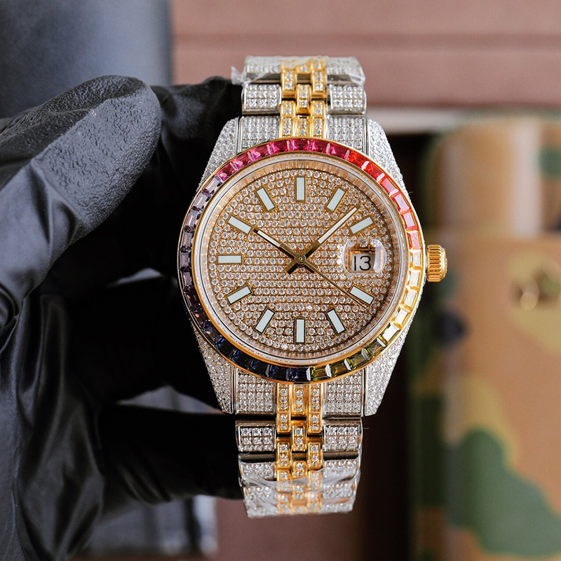 Diamond Watch Mens Watch rainbow Sapphire Automatic Mechanical Watch Waterproof Design Wristwatches Montre De Luxe 41mm, Color 18
Diamond Watch Mens Watch rainbow Sapphire Automatic Mechanical Watch Waterproof Design Wristwatches Montre De Luxe 41mm, Color 18