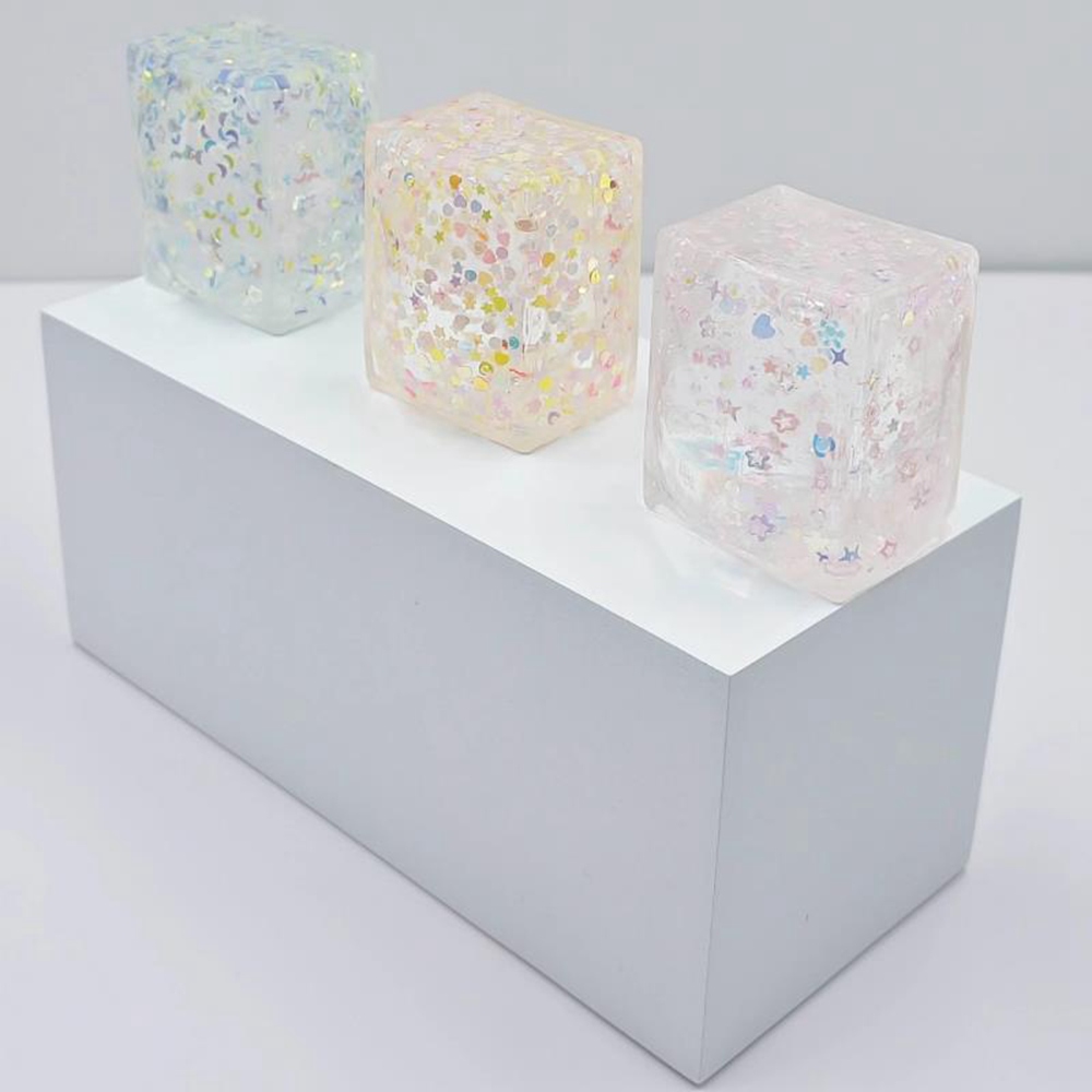 Giltter Ice Cube Slow Rising Mochi Figet Toys Funny Decompression Vent Squeeze Ball Gift Squishy Squeeze Stress Reliever Fidgets Sensory Toy 2106