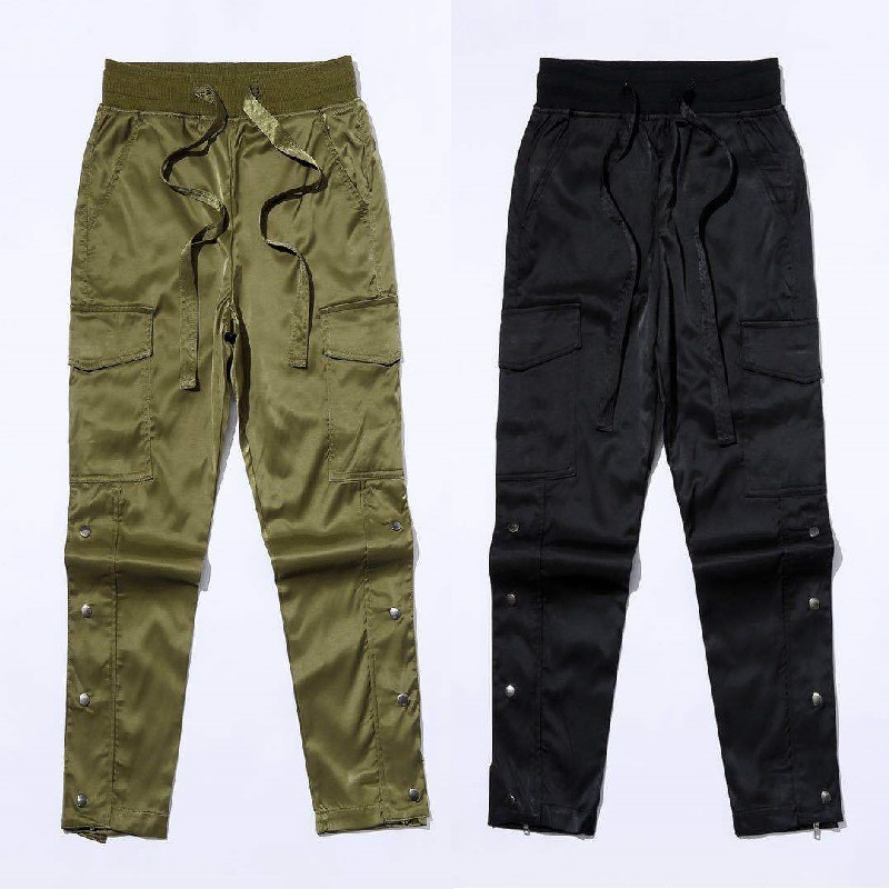 Men's Pants / Autumn Winter Streetwear Side Snap Cargo Hip Hop Slim Fit Ribboned Waistband Track Elastic Waist 9Y4214