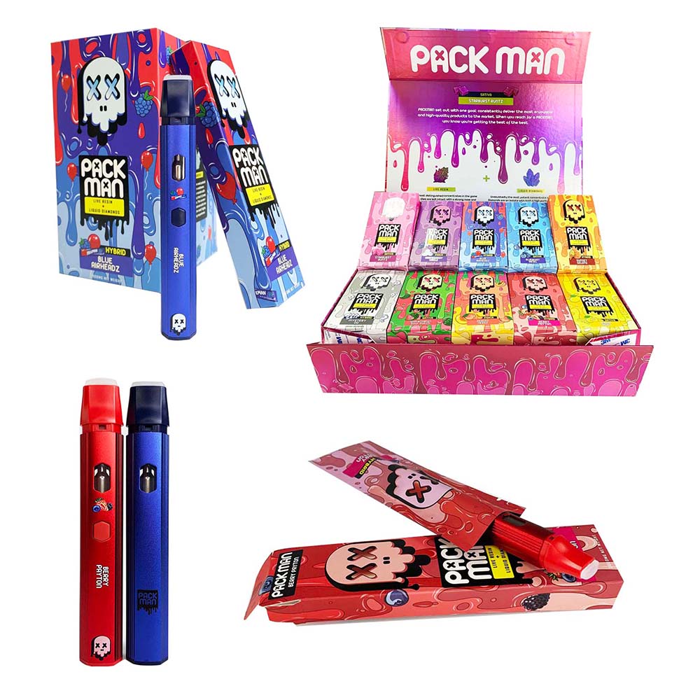 Disposable Vape Pens PACKMAN E-cigarettes 2.0ml Empty Cartridges Ceramic Coil Starter kit 380mAh Rechargeable Battery with Premium packaging 10 flavors
Disposable Vape Pens PACKMAN E-cigarettes 2.0ml Empty Cartridges Ceramic Coil Starter kit 380mAh Rechargeable Battery with Premium packaging 10 flavors