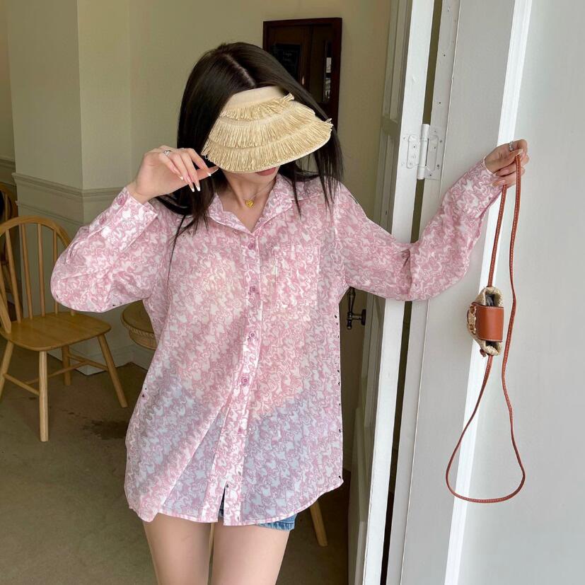 Summer womens Blouses shirts designer high-end luxury classic printed women's top high-quality comfortable thin fashion sexy shirt, Pink
Summer womens Blouses shirts designer high-end luxury classic printed women's top high-quality comfortable thin fashion sexy shirt, Pink