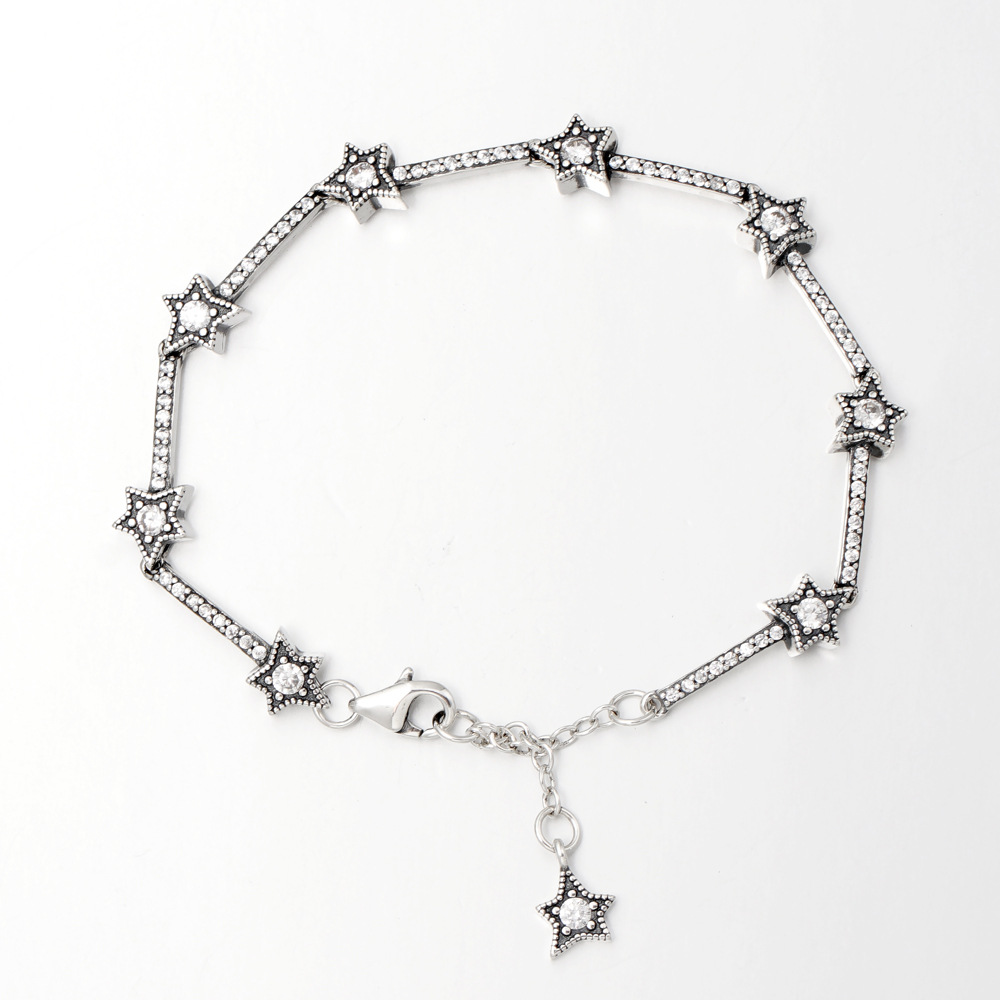Elegant Ladies' 925 Sterling Silver Bracelet with Stylish Pentagram Pattern Perfect for Special Occasions