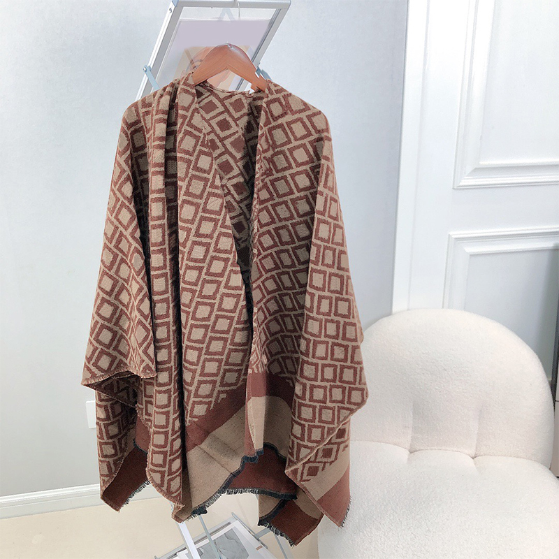 Women wool Poncho Shawls Scarves Autumn Winter Fashion Batwing Sleeve Coat pattern Ponchos Brown beige Scarf Shawl Cape Scarf Wrap Highly Quality