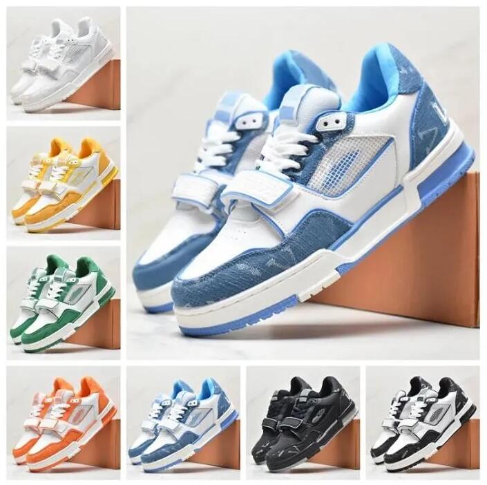 2023 new Designer Trainer Sneaker Virgil Casual Shoes Calfskin Leather Abloh Black White Green Red Blue Leather Overlays Platform Low Sneakers Size 36-45