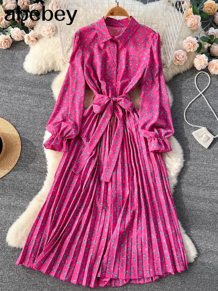 Casual Dresses Autumn Vintage Green/Black/Rose Red Floral Pleated Midi Dress Elegant Turn-Down Collar Single Breasted Draped Big Swing
Casual Dresses Autumn Vintage Green/Black/Rose Red Floral Pleated Midi Dress Elegant Turn-Down Collar Single Breasted Draped Big Swing