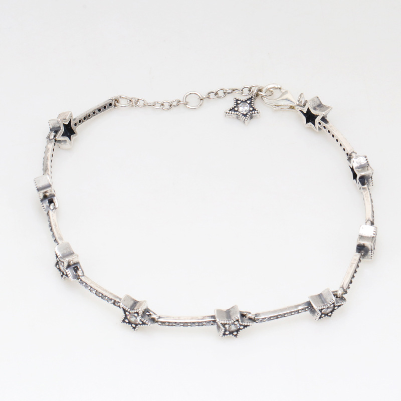 Elegant Ladies' 925 Sterling Silver Bracelet with Stylish Pentagram Pattern Perfect for Special Occasions