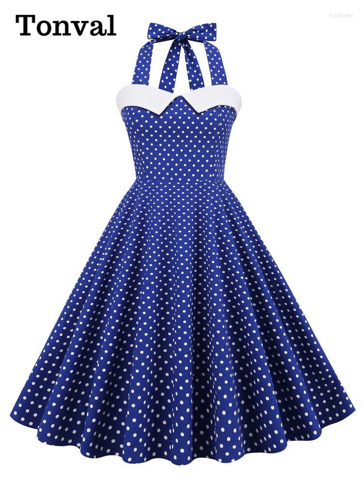 Casual Dresses Tonval Sexy Halter Evening Vintage Party Summer Cotton For Women 2023 Polka Dot Fit And Flare Backless Swing Dress, Black
Casual Dresses Tonval Sexy Halter Evening Vintage Party Summer Cotton For Women 2023 Polka Dot Fit And Flare Backless Swing Dress, Black