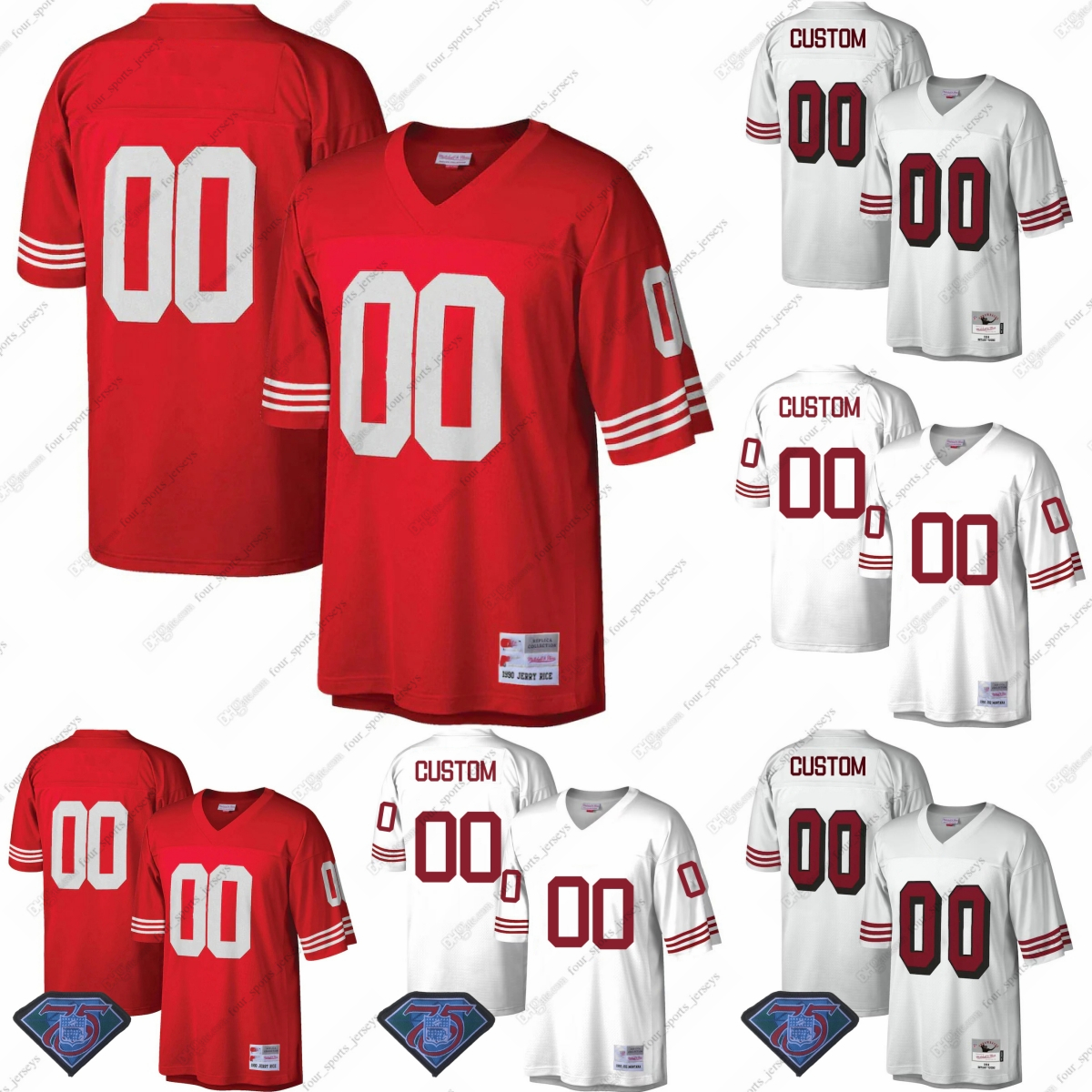 Custom NCAA 75th Vintage Football Jerseys Deion Sanders Jerry Rice Joe Montana Steve Young Ronnie Lott Dwight Clark Terrell Owens Charles Haley Roger Craig Taylor, Same as picture
Custom NCAA 75th Vintage Football Jerseys Deion Sanders Jerry Rice Joe Montana Steve Young Ronnie Lott Dwight Clark Terrell Owens Charles Haley Roger Craig Taylor, Same as picture