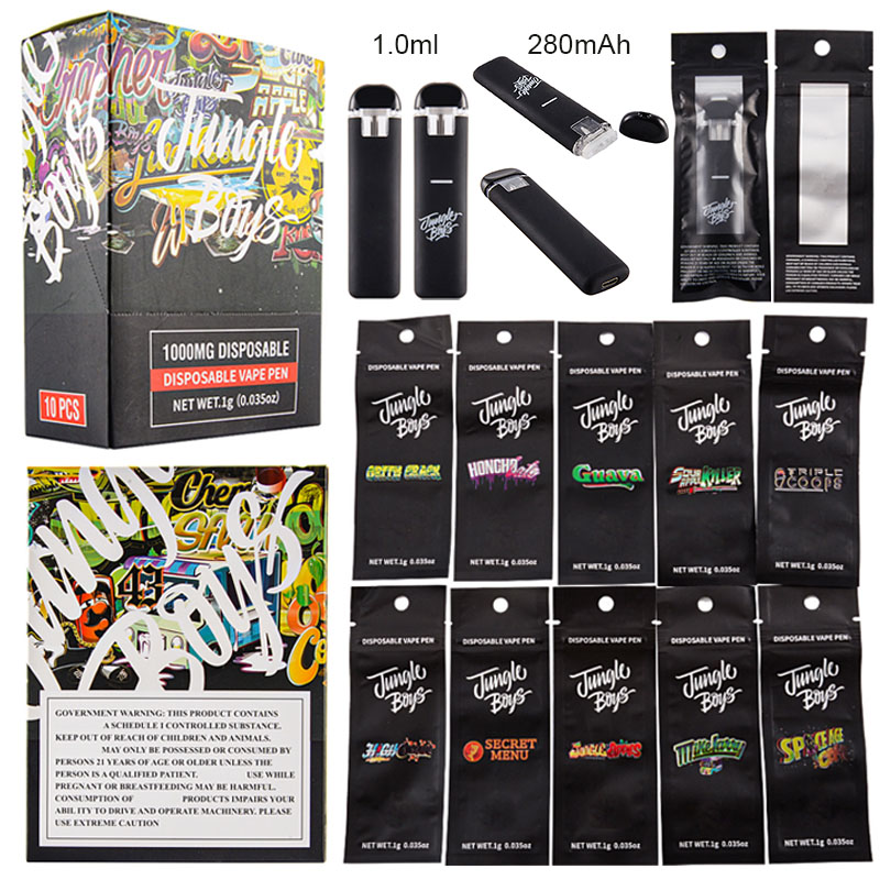 Jungle Boys Empty Disposable Vape Pen Rechargeable 1.0ml Device Pods USB Chargers 280MAH Battery Preheat Hardware E Cigarettes Jungleboys Bar Preheat
Jungle Boys Empty Disposable Vape Pen Rechargeable 1.0ml Device Pods USB Chargers 280MAH Battery Preheat Hardware E Cigarettes Jungleboys Bar Preheat