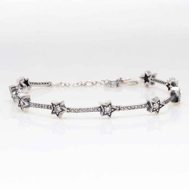 Elegant Ladies' 925 Sterling Silver Bracelet with Stylish Pentagram Pattern Perfect for Special Occasions