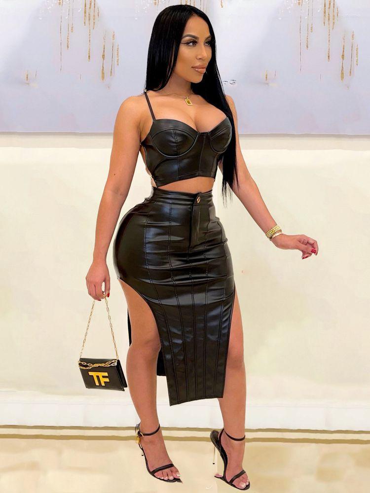 Work Dresses HAOYUAN Sexy Two Piece PU Leather Dress Sets Club Outfits For Women 2023 Summer Clothes Crop Top And Side Split Midi Skirts Set, Black
Work Dresses HAOYUAN Sexy Two Piece PU Leather Dress Sets Club Outfits For Women 2023 Summer Clothes Crop Top And Side Split Midi Skirts Set, Black