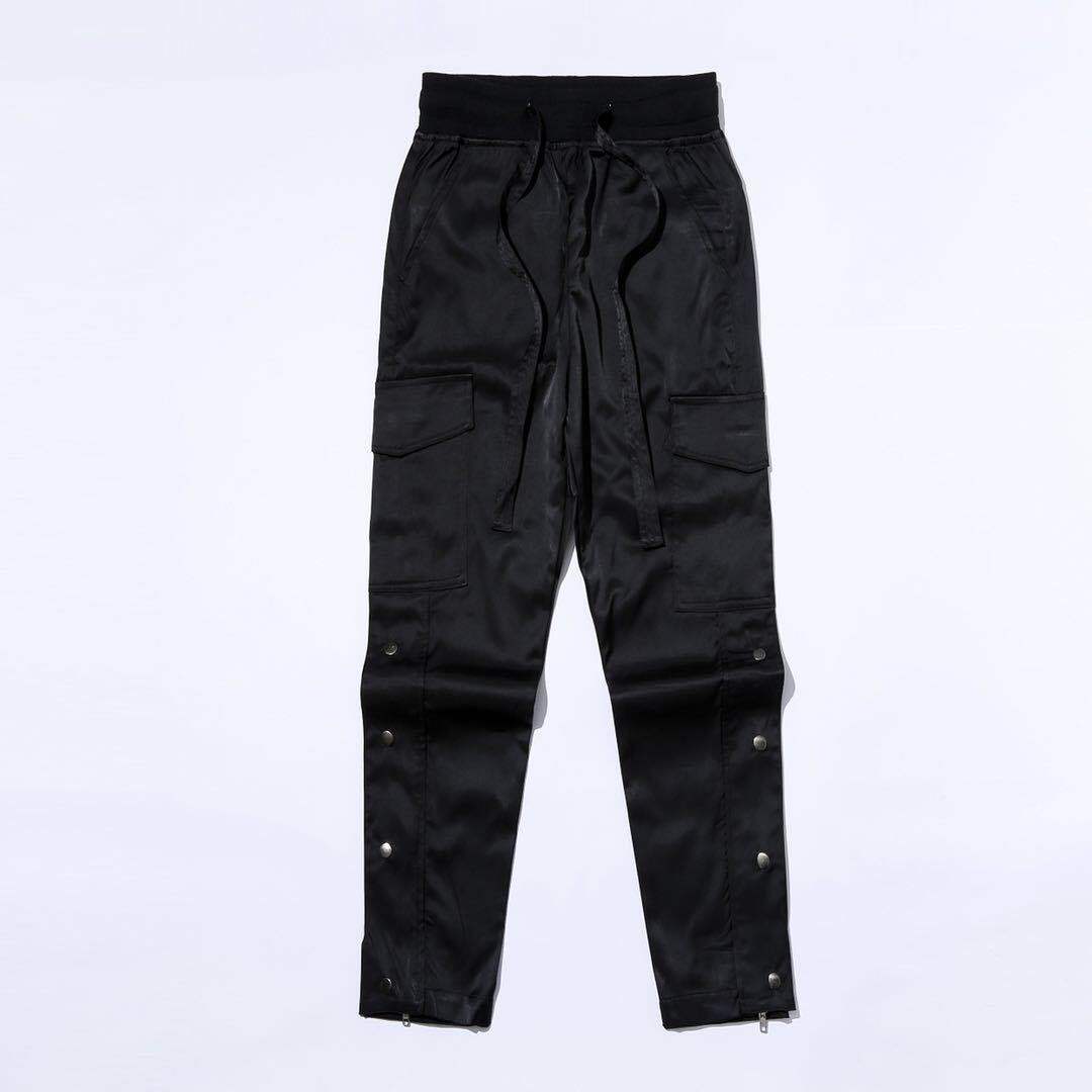 Men's Pants / Autumn Winter Streetwear Side Snap Cargo Hip Hop Slim Fit Ribboned Waistband Track Elastic Waist 9Y4214