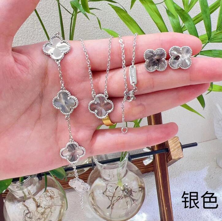 8color 4 Four Leaf Clover Luxury Designer Jewelry Sets Shell Brass Copper Women Bracelet Earrings Necklace Valentine's Day Birthday Gift, #28
8color 4 Four Leaf Clover Luxury Designer Jewelry Sets Shell Brass Copper Women Bracelet Earrings Necklace Valentine's Day Birthday Gift, #28