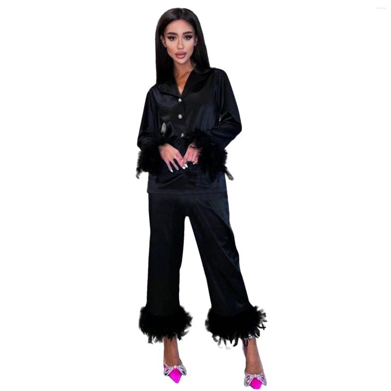 Women's Sleepwear Women Sexy 2 Piece Pajama Set Autumn Winter Long Sleeve Tops Pants Home Wear Ladies Satin Nightdress For, Black
Women's Sleepwear Women Sexy 2 Piece Pajama Set Autumn Winter Long Sleeve Tops Pants Home Wear Ladies Satin Nightdress For, Black