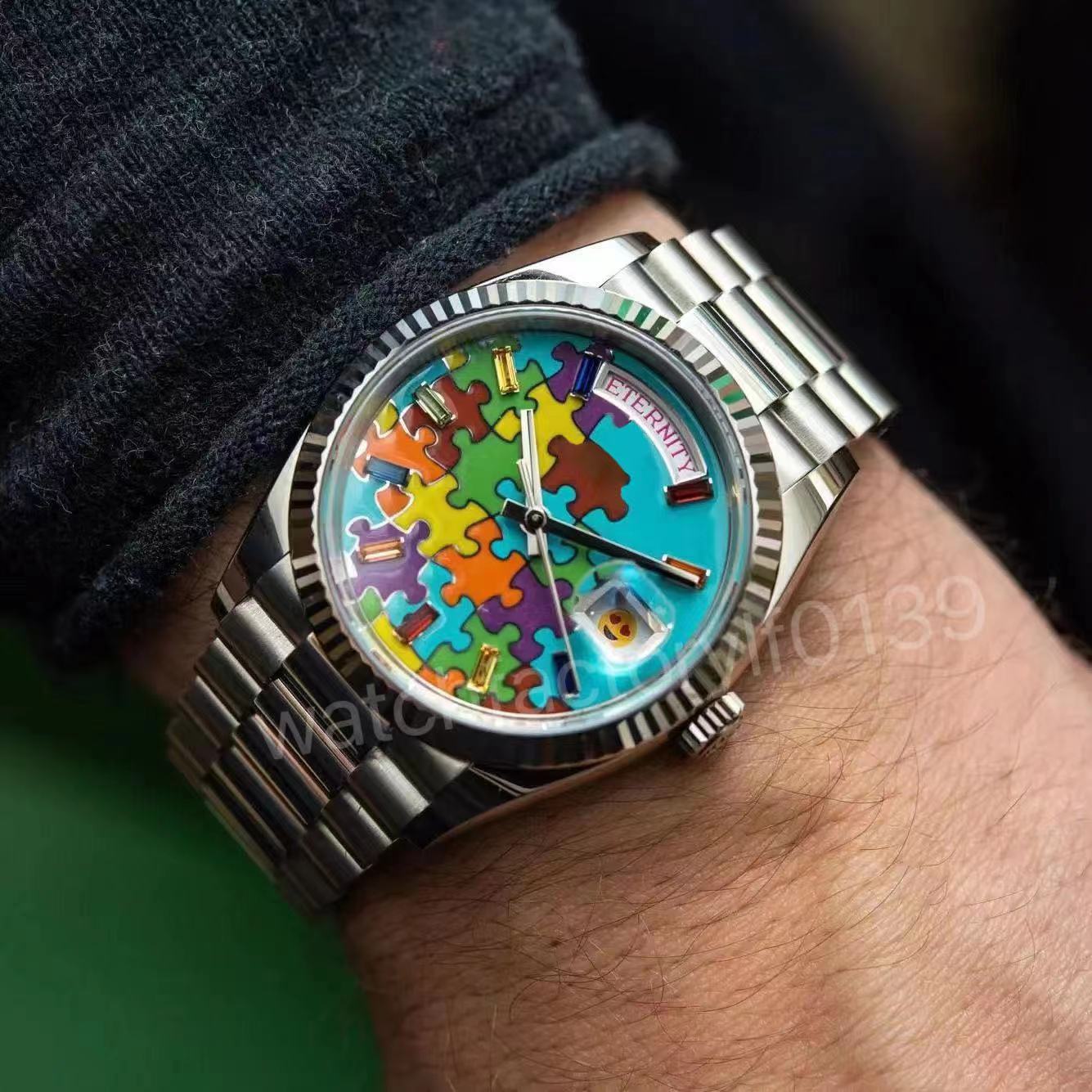 Mens watch high quality designer Puzzle daydate watches 2813 DATE Automatic Mechanical 41MM Stainless steel Waterproof 36MM Womens Classic Wristwatch, 14
Mens watch high quality designer Puzzle daydate watches 2813 DATE Automatic Mechanical 41MM Stainless steel Waterproof 36MM Womens Classic Wristwatch, 14